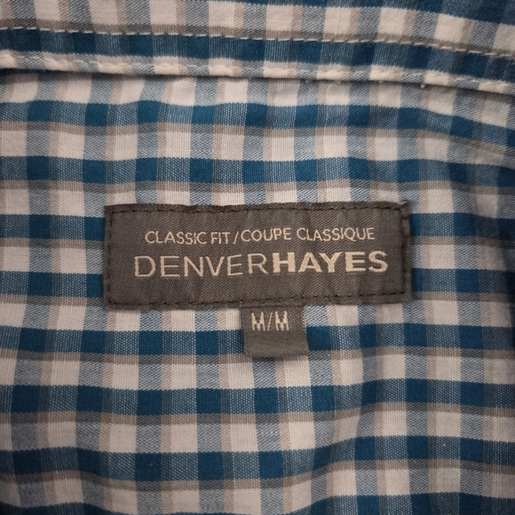 Denver Hayes Mens Blue and White Casual Button Down Shirt Size Med - Picture 6 of 6